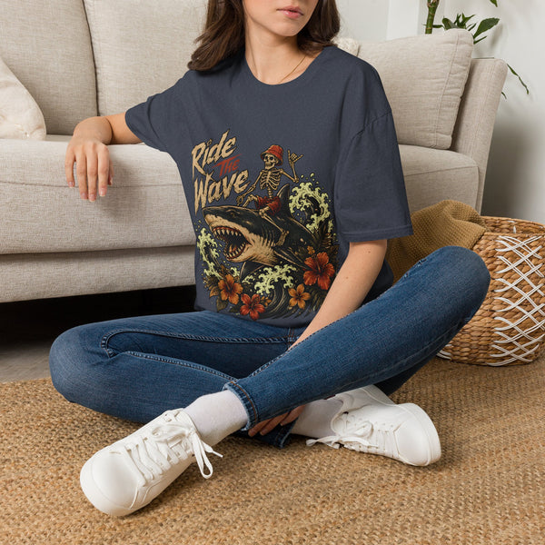 Ride The Wave Surf Skeleton T-Shirt — Vintage Beach Skull Tee