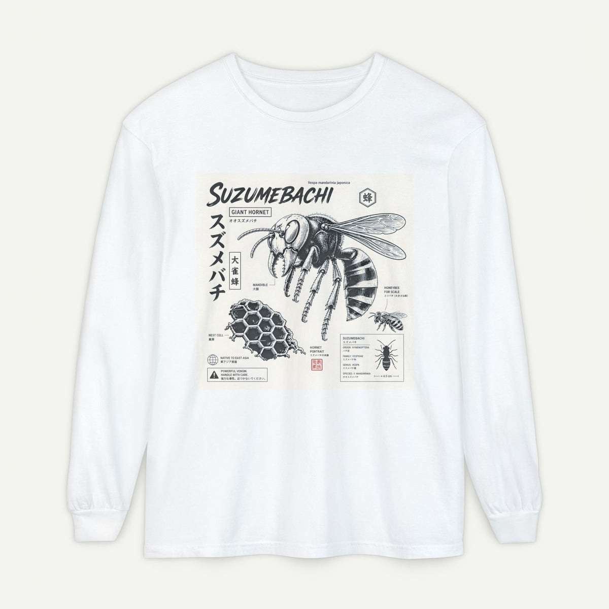 Suzumebachi Japanese Hornet Anatomy Long Sleeve Tee