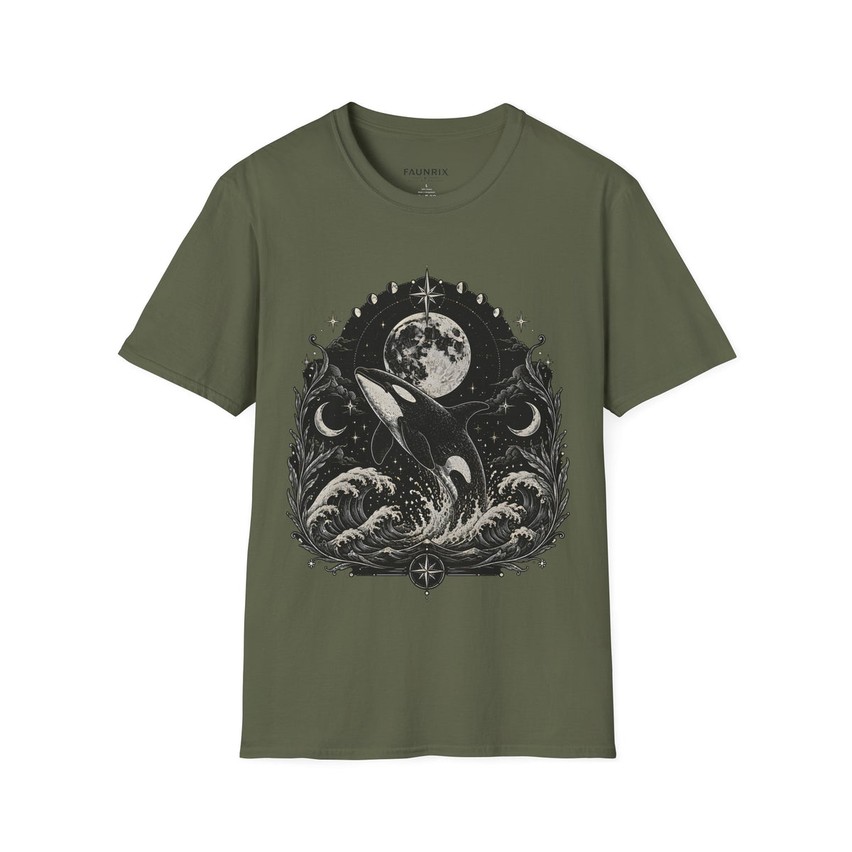 Orca Moon T-Shirt — Whale & Full Moon Illustration Tee