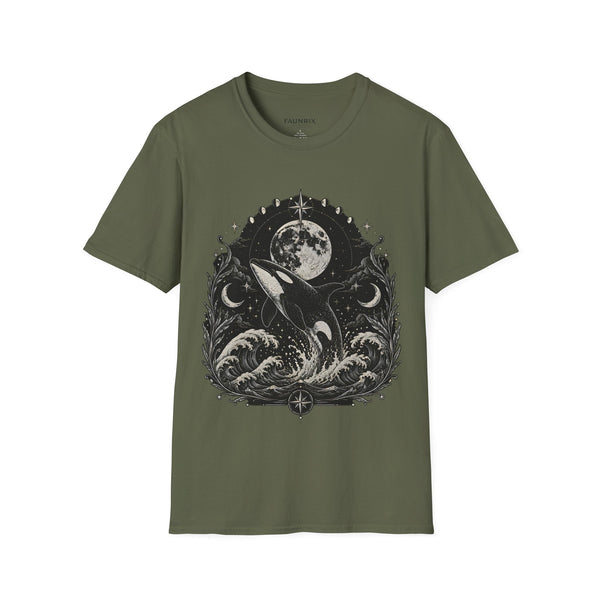 Orca Moon T-Shirt — Whale & Full Moon Illustration Tee