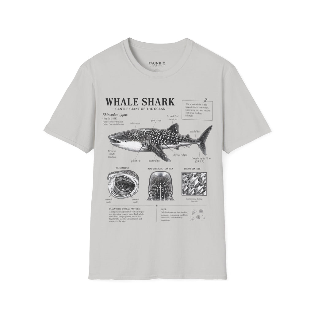 Whale Shark Anatomy T-Shirt — Marine Biology Graphic Tee with Informational Diagram