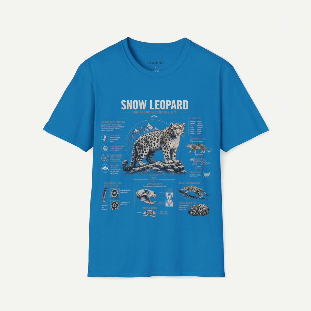 Snow Leopard Anatomy T-Shirt — Vintage Wildlife Illustration Tee