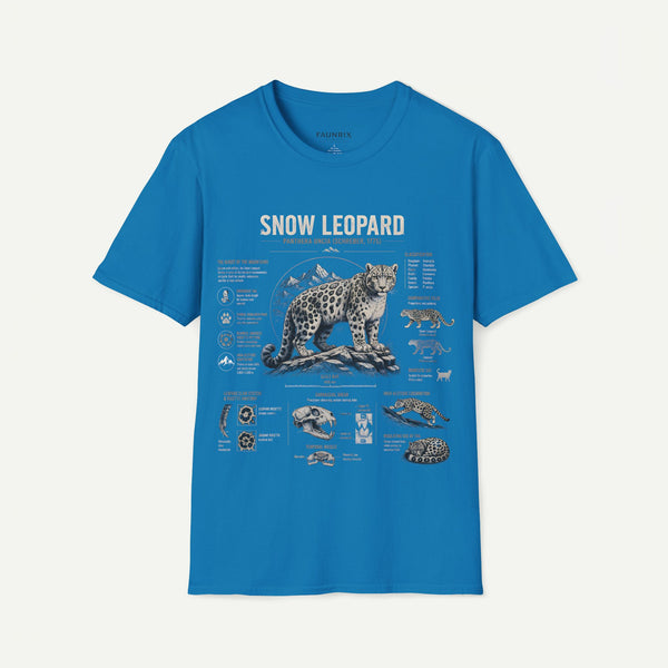 Snow Leopard Anatomy T-Shirt — Vintage Wildlife Illustration Tee