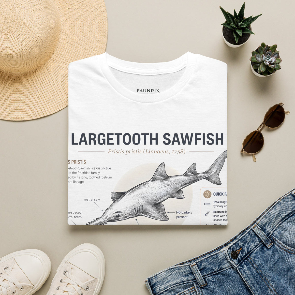 Largetooth Sawfish Anatomy T-Shirt — Marine Biology Graphic Tee