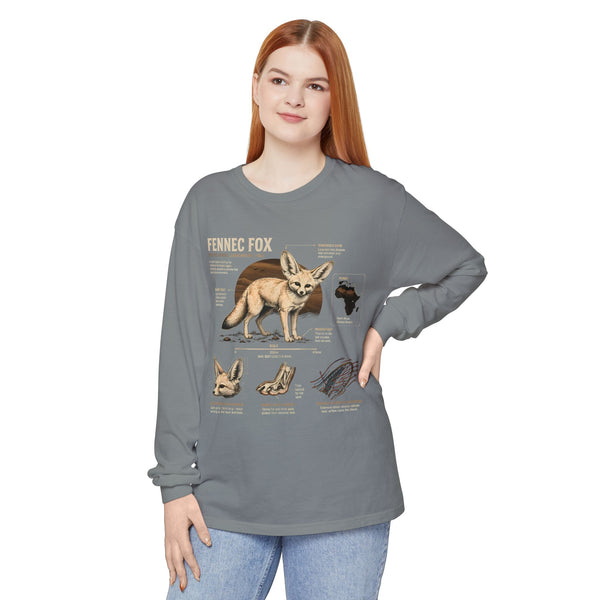 Fennec Fox Anatomy Long Sleeve Tee — Wildlife Anatomy Graphic Shirt
