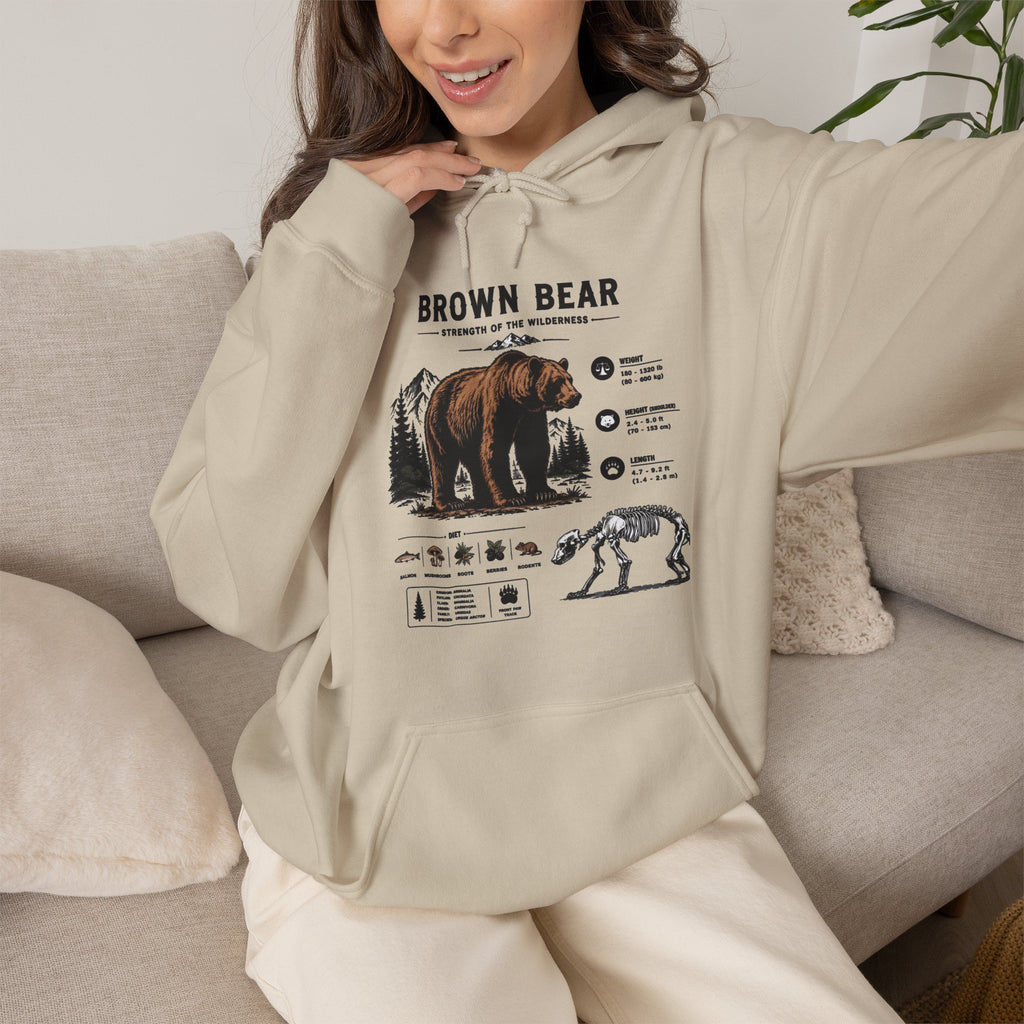 Brown Bear Anatomy Hoodie — Vintage Wildlife Graphic Sweatshirt
