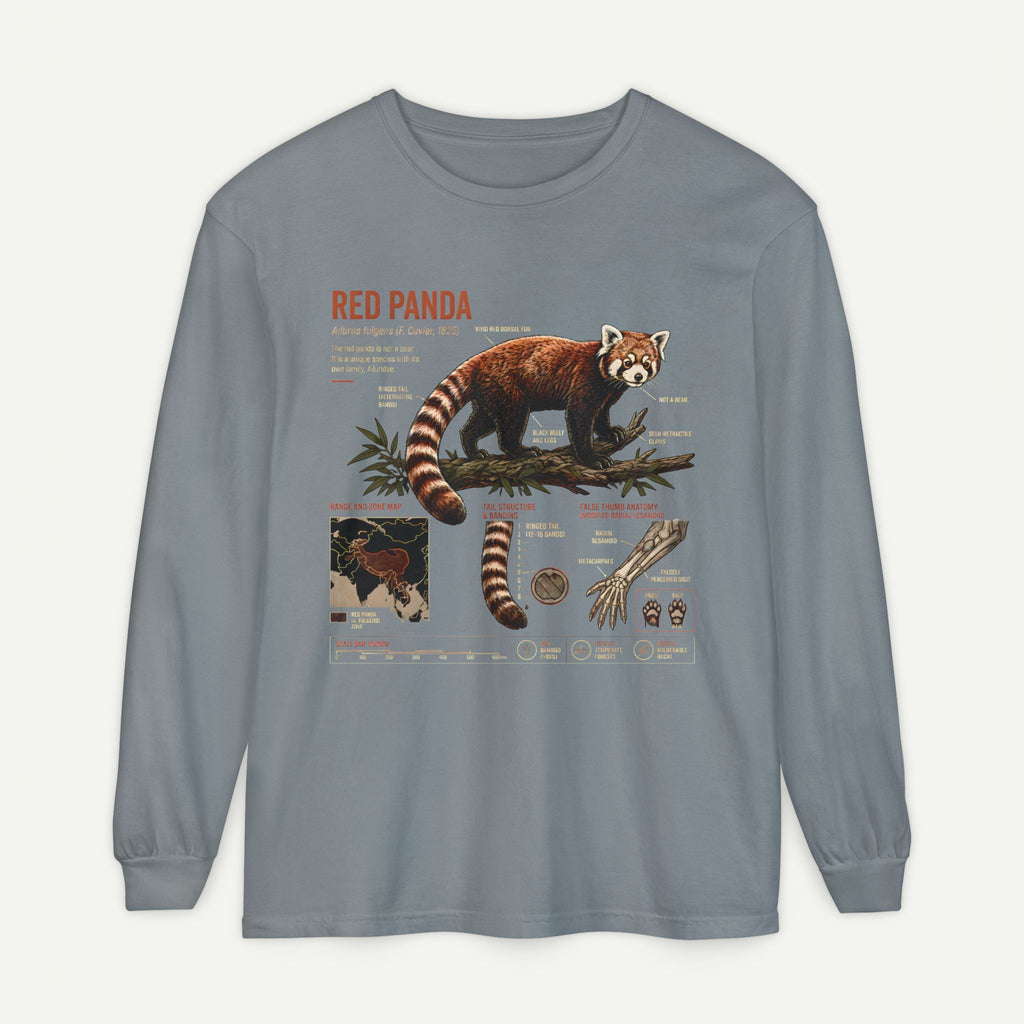 Red Panda Illustrated Long Sleeve Tee — Wildlife Field Guide Shirt
