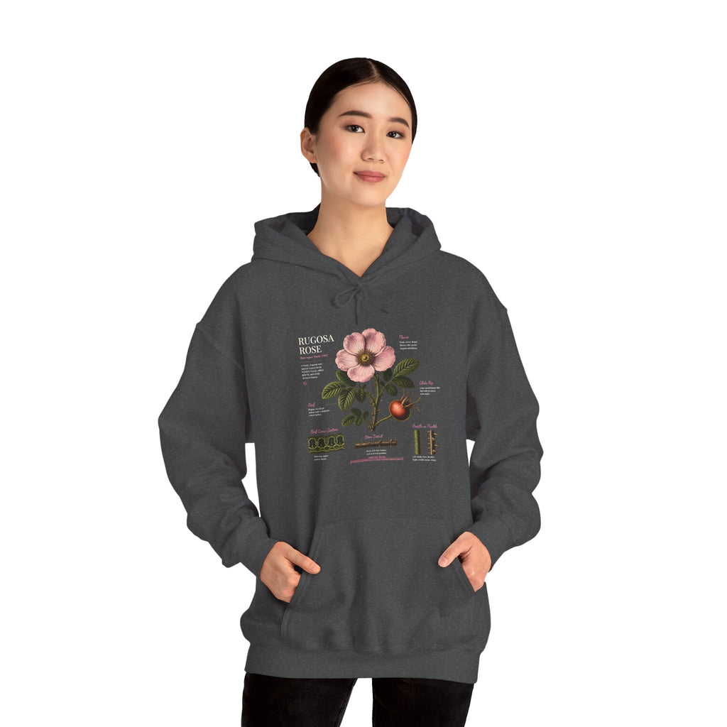 Vintage Botanical Hoodie — Rose Diagram Print