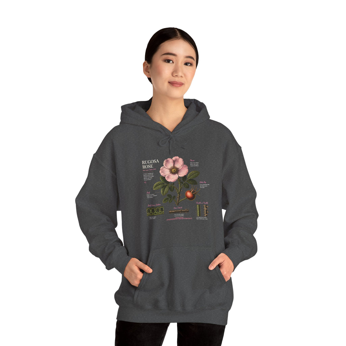 Vintage Botanical Hoodie — Rose Diagram Print