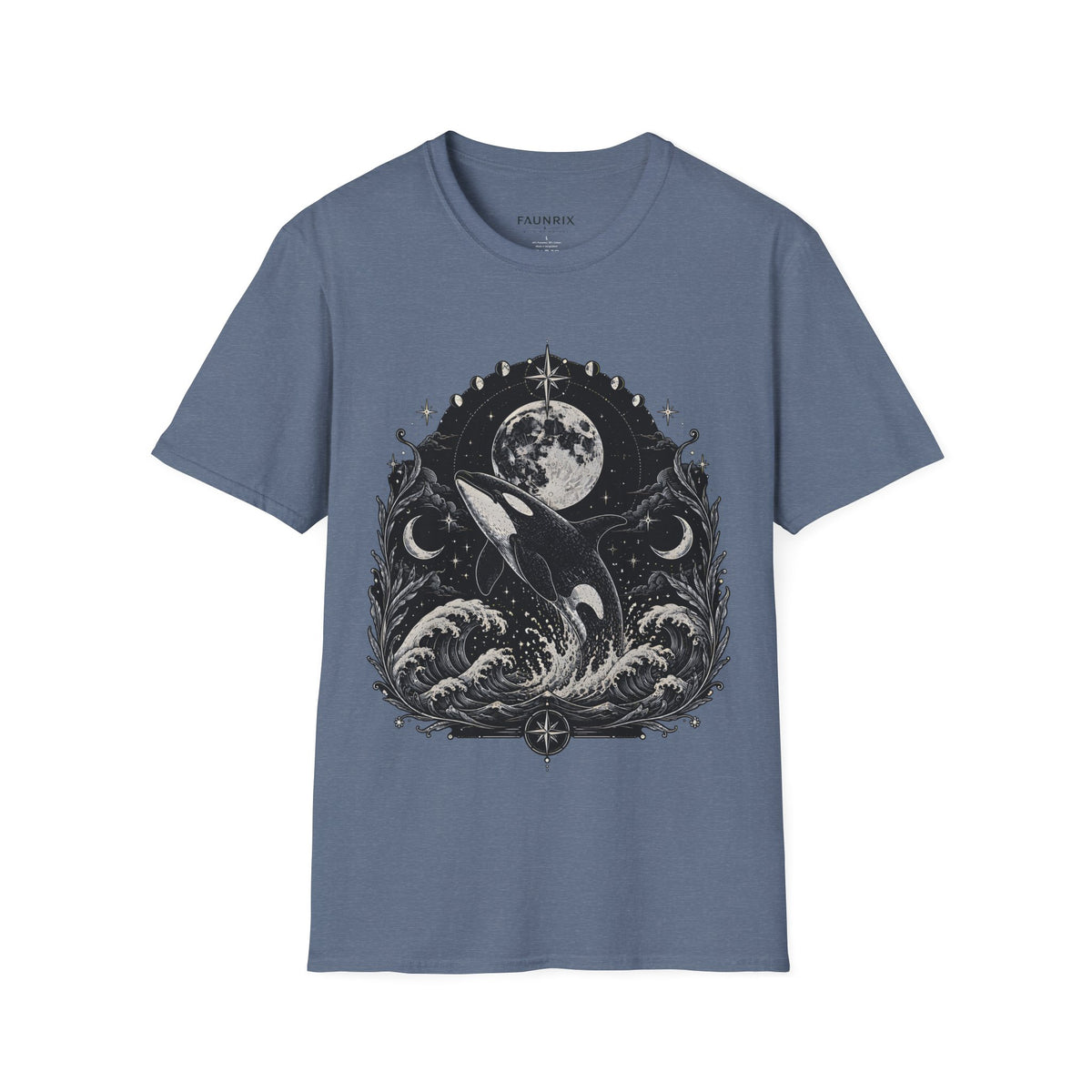 Orca Moon T-Shirt — Whale & Full Moon Illustration Tee