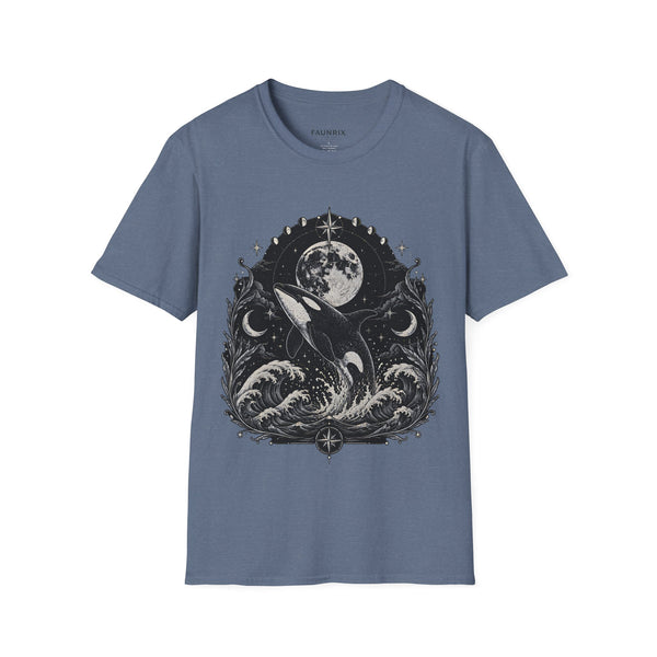 Orca Moon T-Shirt — Whale & Full Moon Illustration Tee