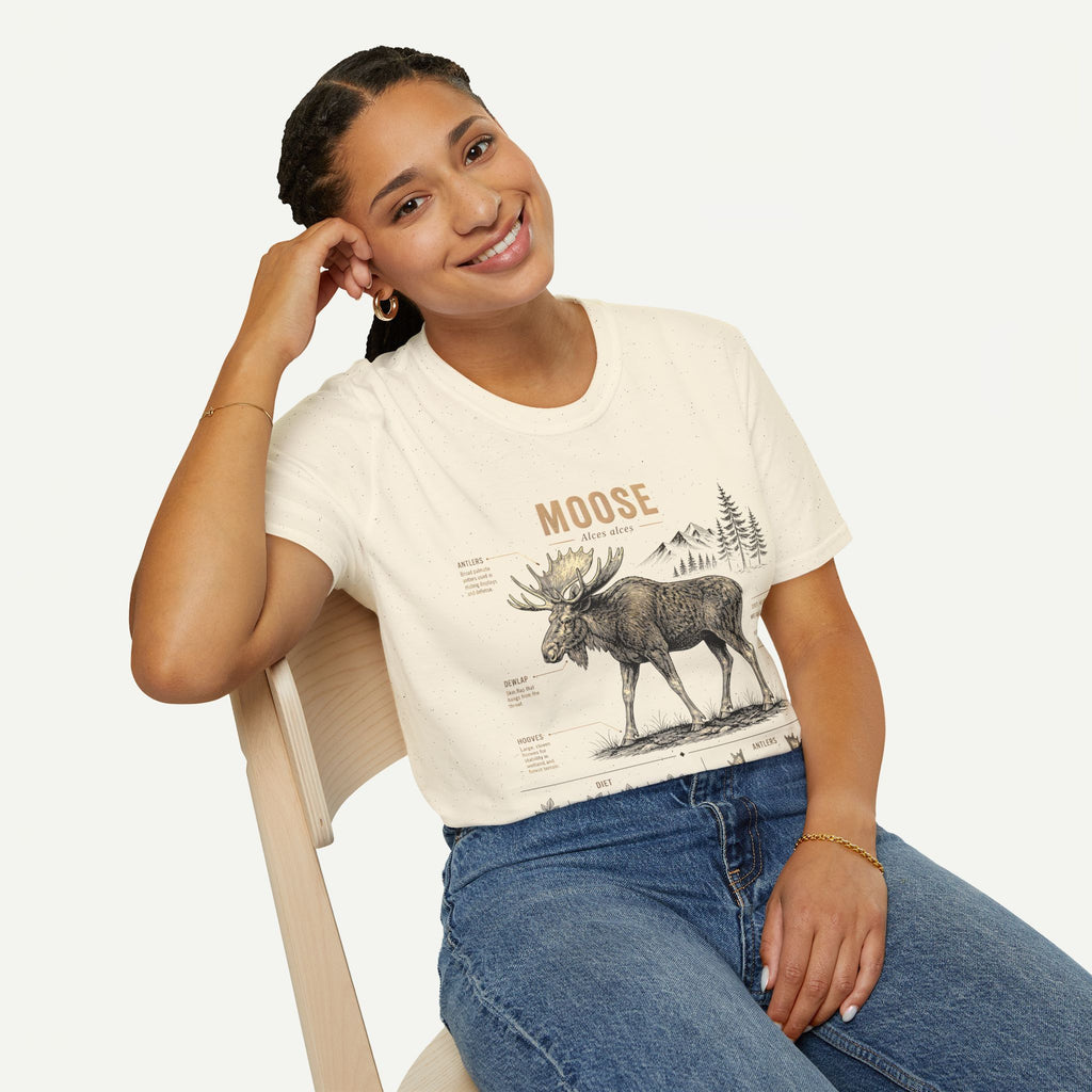 Moose Anatomy T-Shirt — Rustic Woodland Graphic Tee with Moose Design