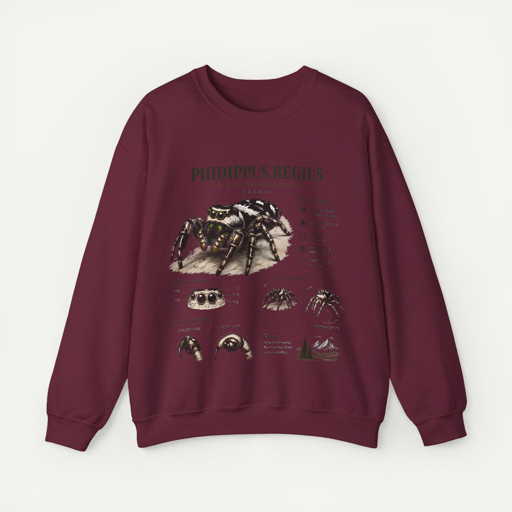 Spider Anatomy Crewneck Sweatshirt — Phidippus Regius Jumping Spider Illustration