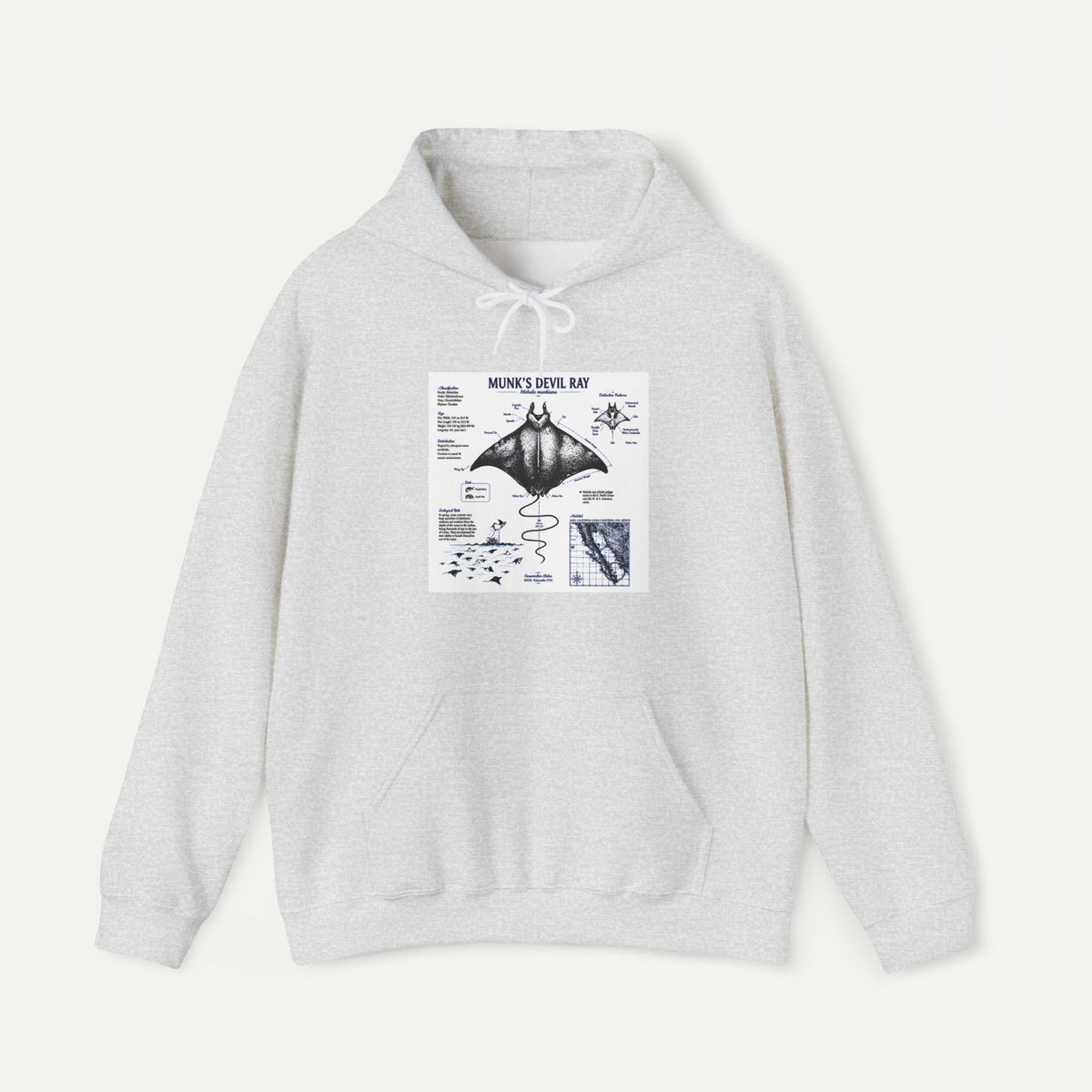 Manta Ray Anatomy Hoodie — Marine Life Graphic Pullover