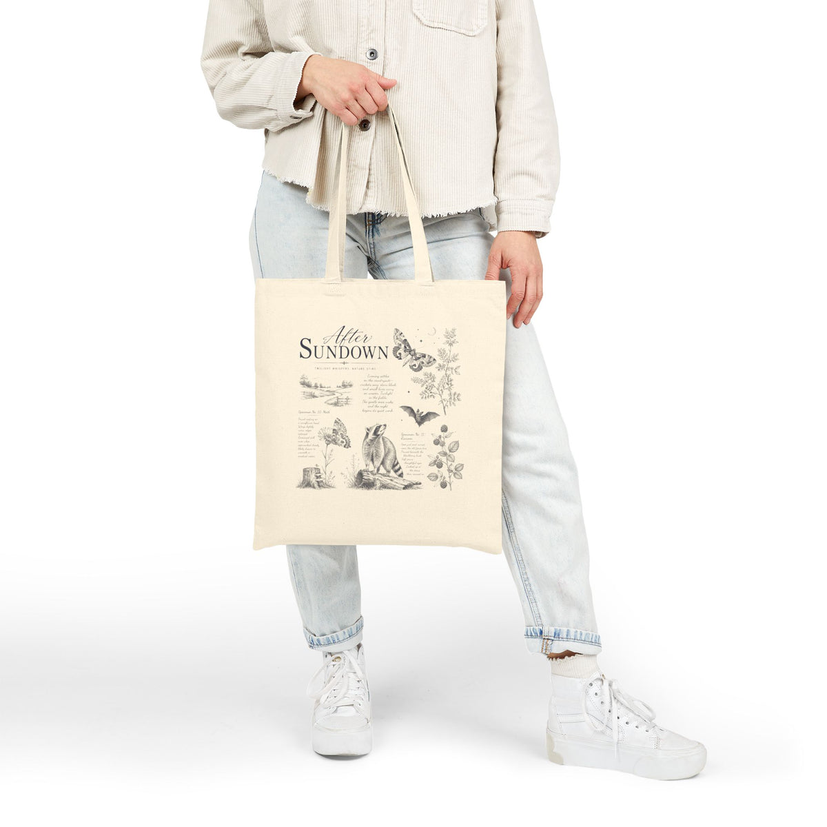Canvas Tote Bag — 'At the Sundown' Vintage Nature Illustration Tote