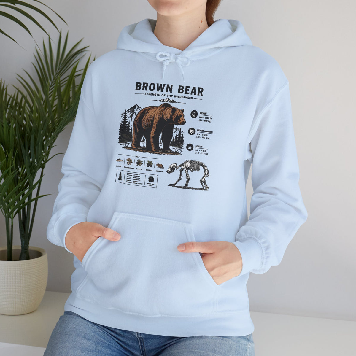 Brown Bear Anatomy Hoodie — Vintage Wildlife Graphic Sweatshirt