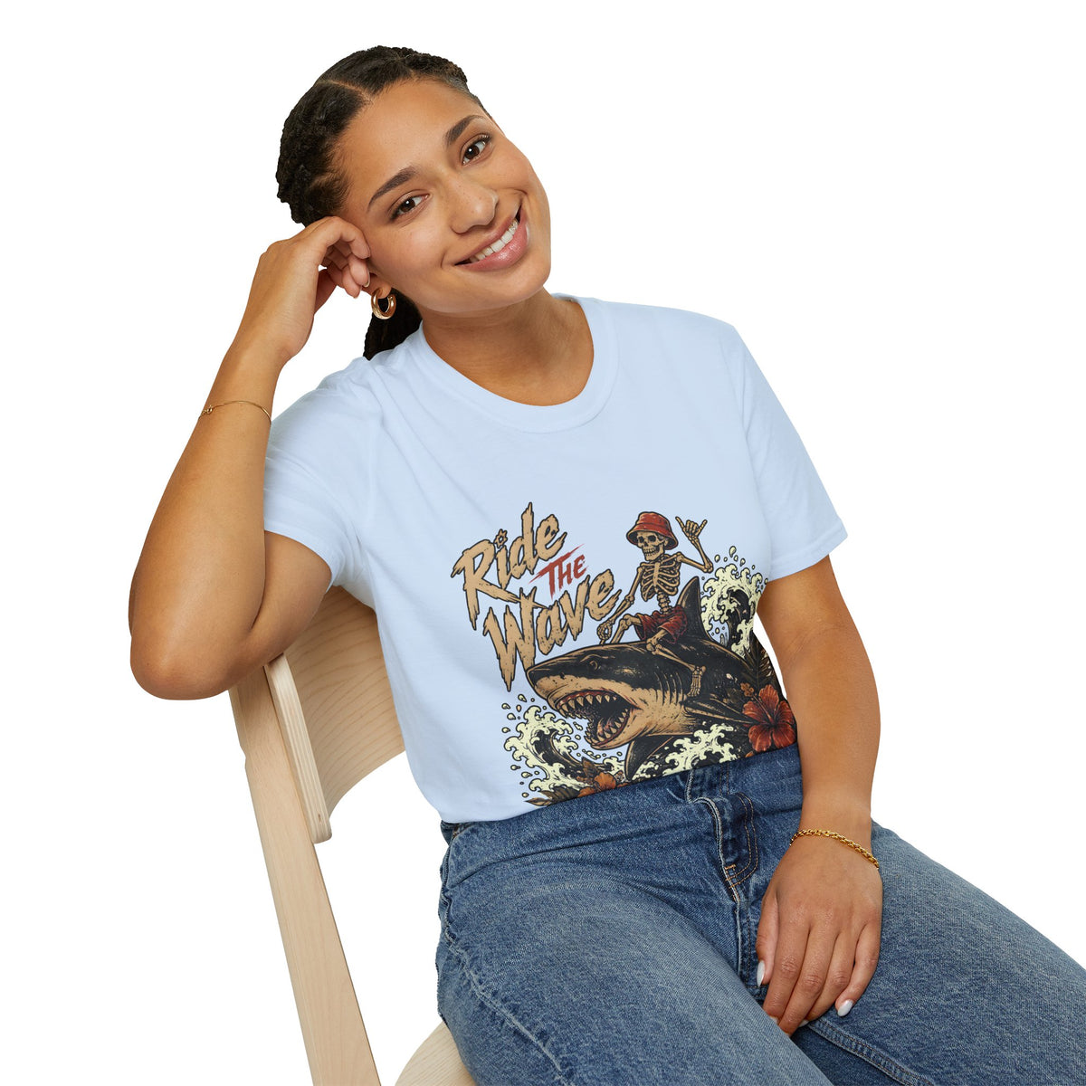 Ride The Wave Surf Skeleton T-Shirt — Vintage Beach Skull Tee