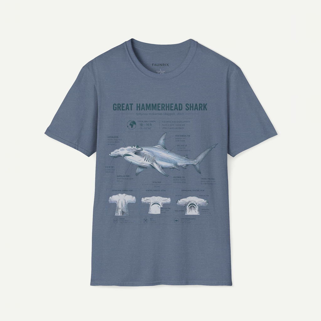 Hammerhead Shark Anatomy T-Shirt — Great Hammerhead Educational Tee