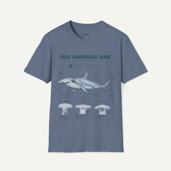 Hammerhead Shark Anatomy T-Shirt — Great Hammerhead Educational Tee
