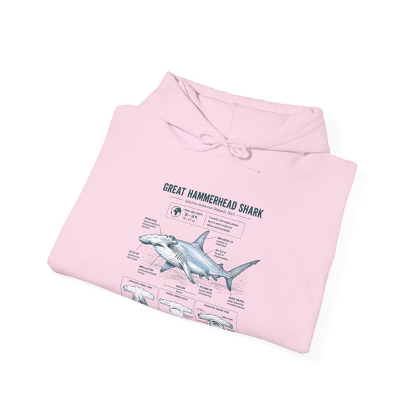 Shark Anatomy Hoodie — Great Hammerhead Shark Diagram Sweatshirt