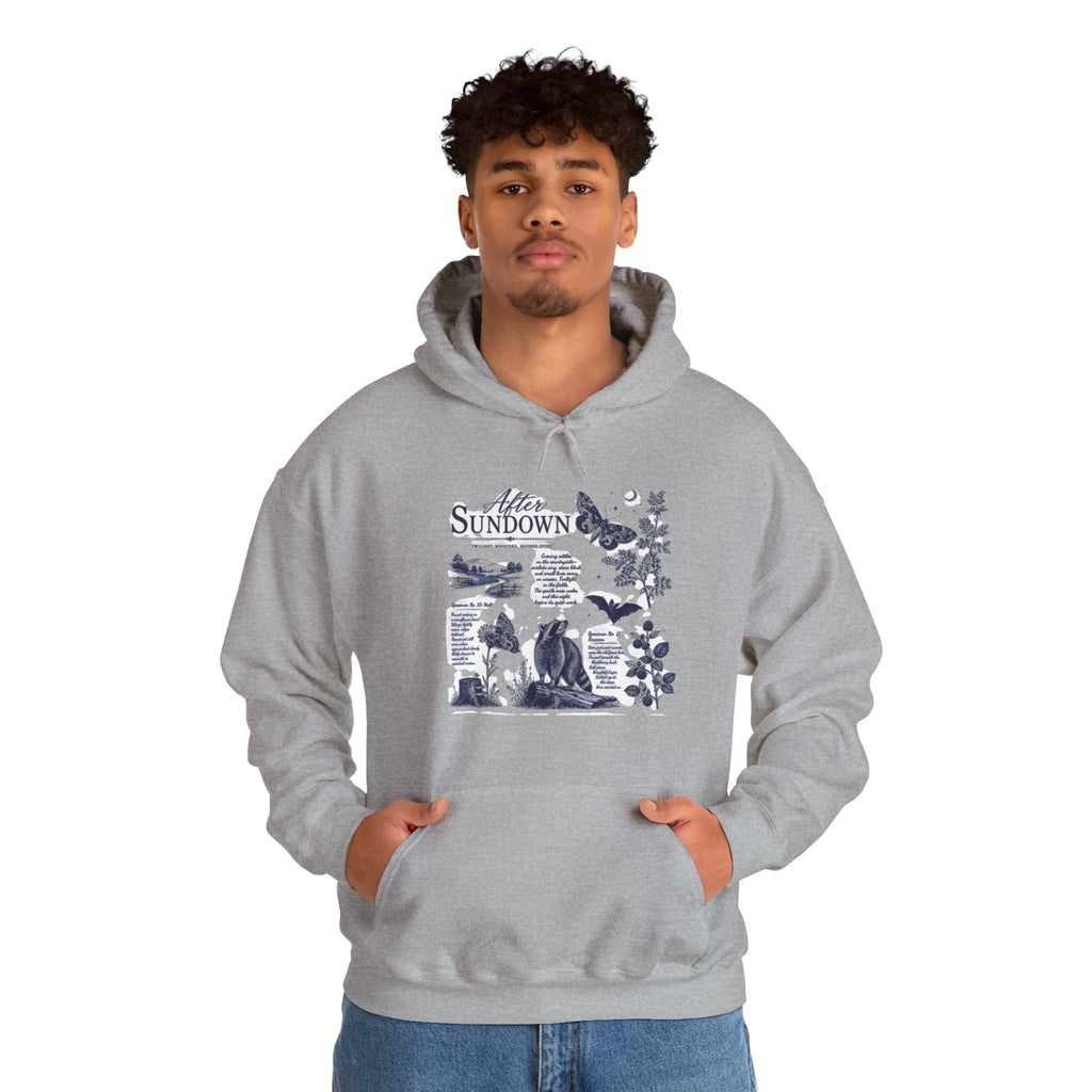 Sunset Foxes Hoodie — "After Sundown" Nature Graphic Pullover