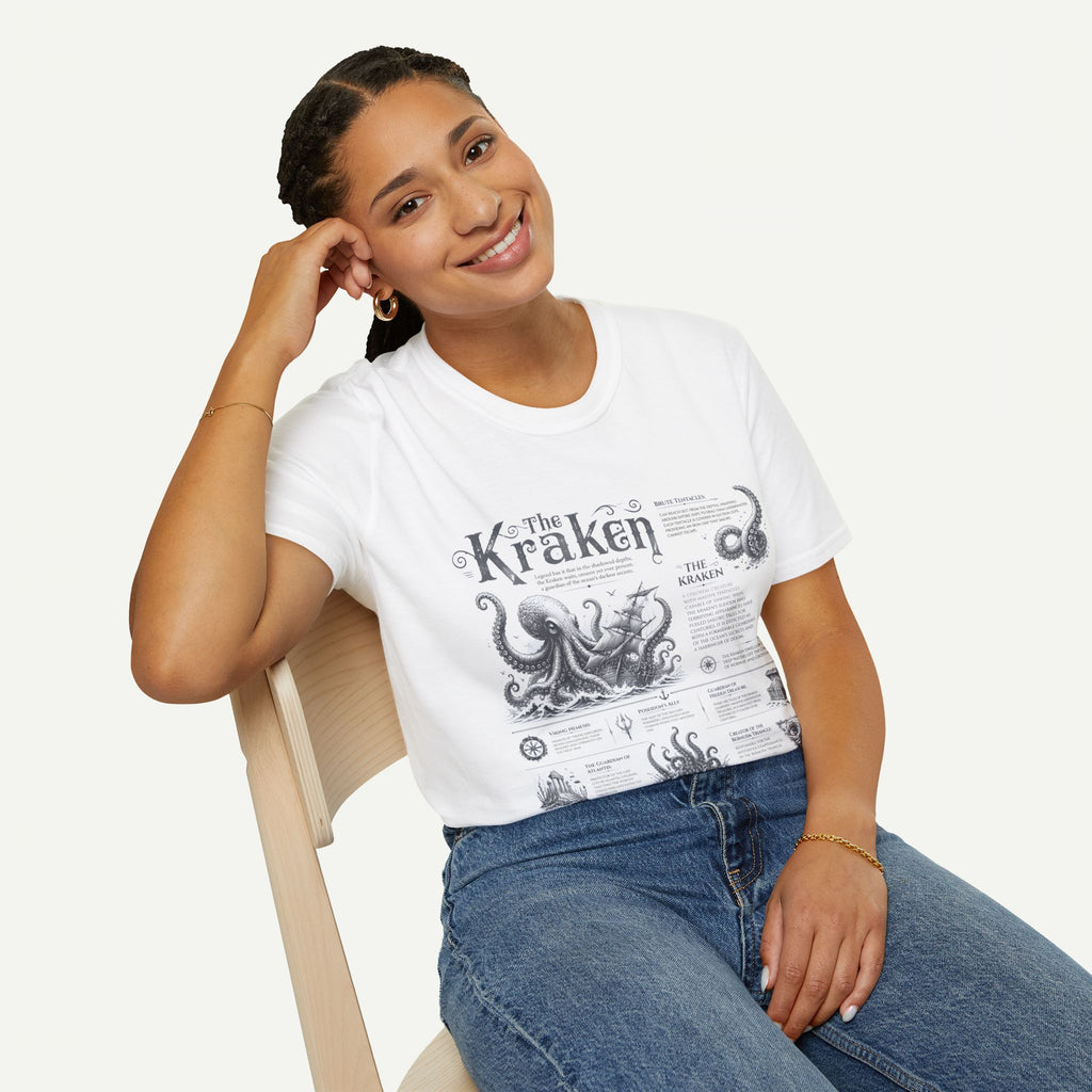 Kraken Vintage Diagram T-Shirt — Nautical Octopus Illustration Tee