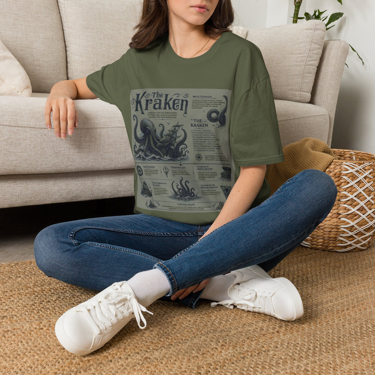 Kraken Vintage Diagram T-Shirt — Nautical Octopus Illustration Tee