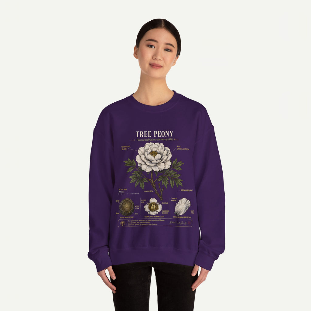 Tree Peony Botanical Sweatshirt — Vintage Flower Anatomy Crewneck