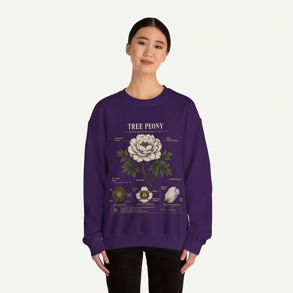 Tree Peony Botanical Sweatshirt — Vintage Flower Anatomy Crewneck