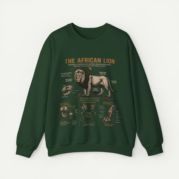 African Lion Anatomy Crewneck Sweatshirt