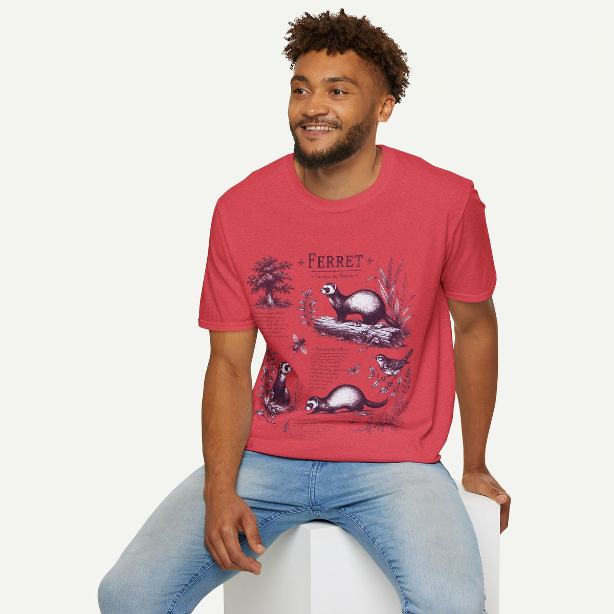 Ferret Vintage Anatomy T-Shirt — Botanical Wildlife Tee