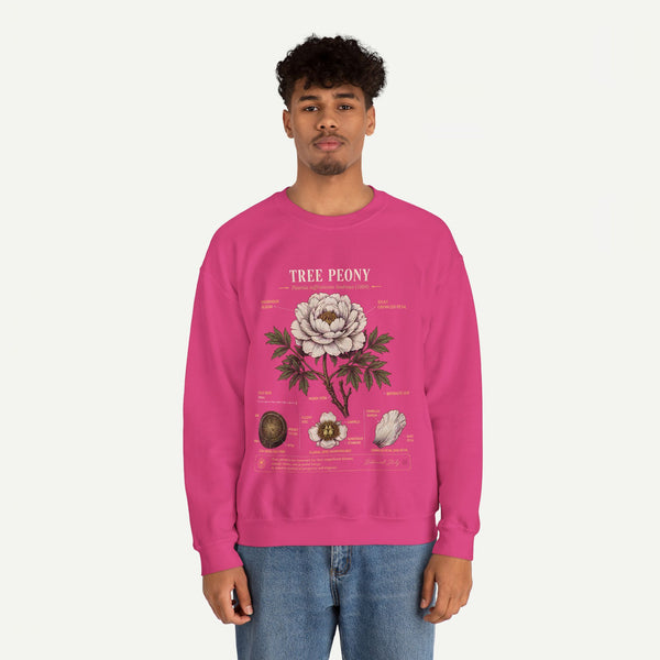 Tree Peony Botanical Sweatshirt — Vintage Flower Anatomy Crewneck