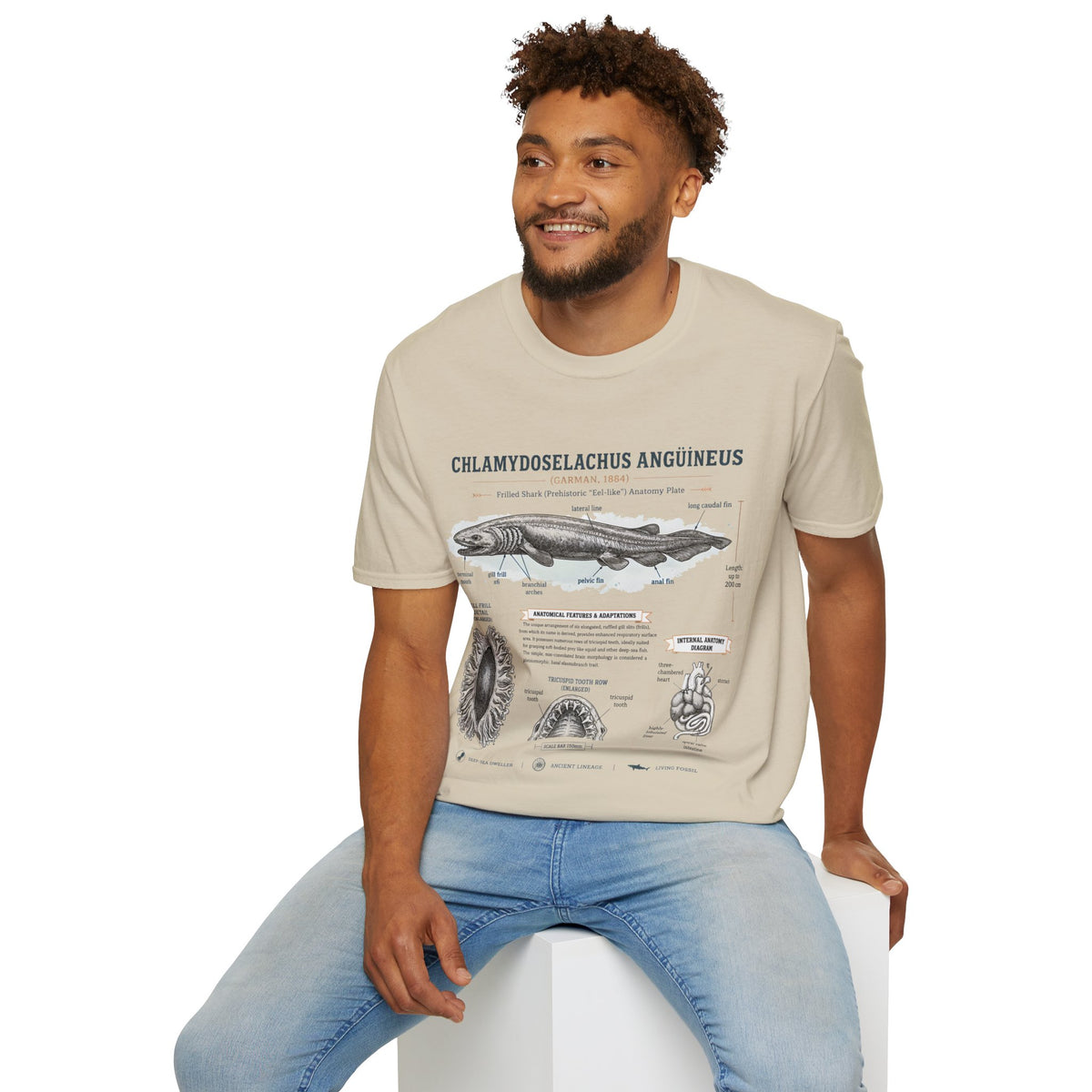 Shark Anatomy Graphic Tee — Chlamydoselachus Anguineus Educational T-Shirt