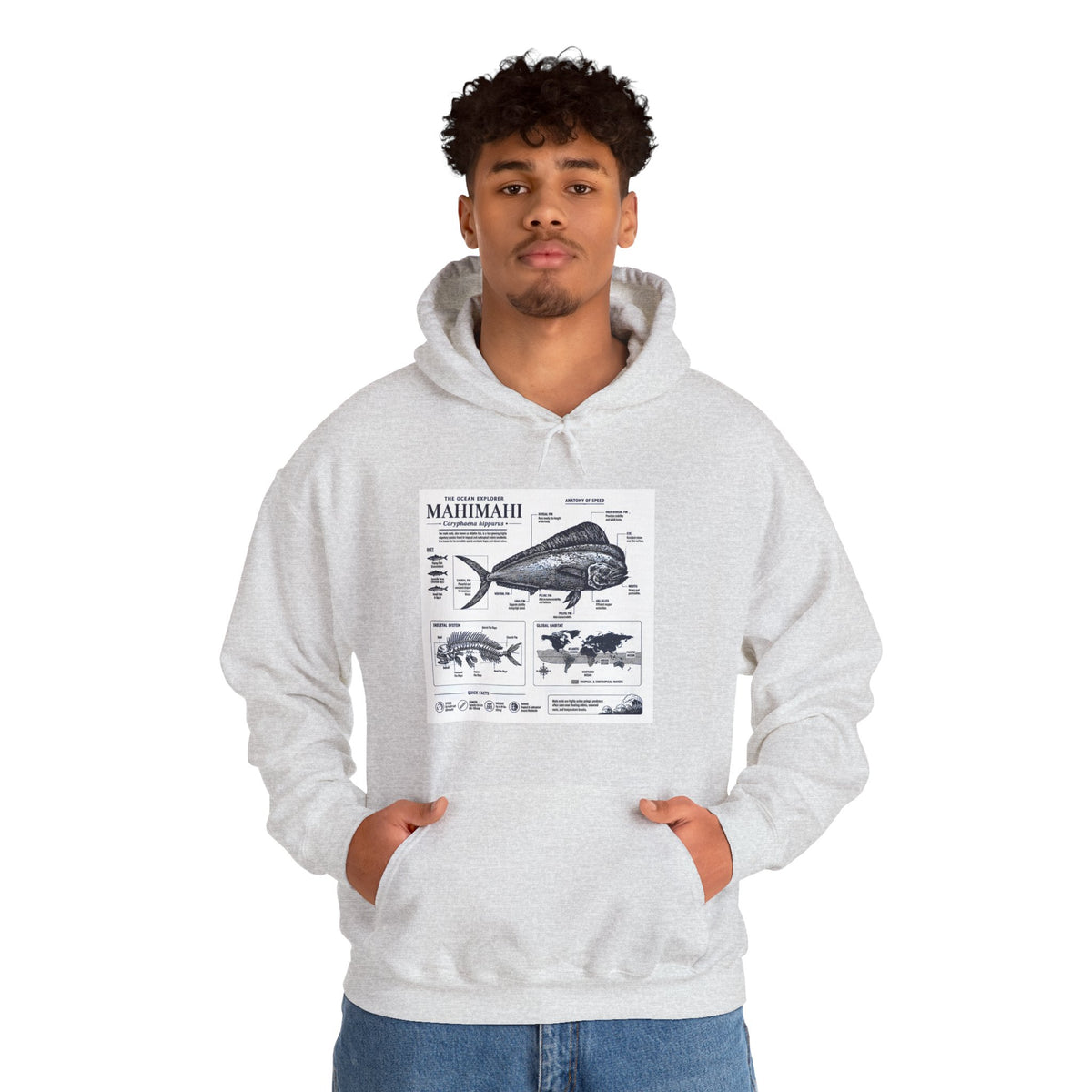 Mahi Mahi Fish Anatomy Hoodie — Illustrated Marine Biology Pullover