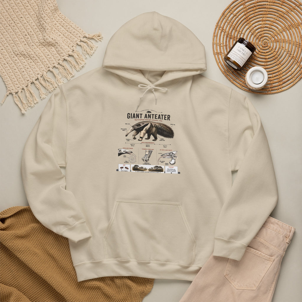 Giant Anteater Anatomy Hoodie — Illustrated Wildlife Diagram Sweatshirt