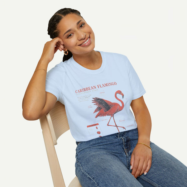 Flamingo Anatomy T-shirt — "Caribbean Flamingo" Vintage Tropical Tee