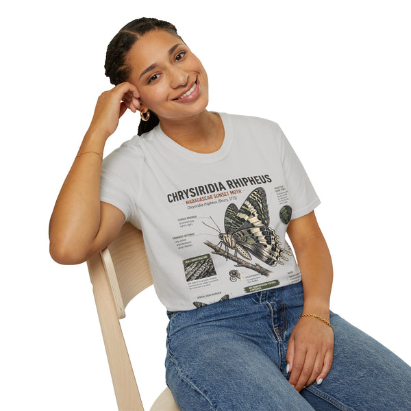 Moth Anatomy Tee — Chrysiridia Rhipheus Madagascar Sunset Moth Scientific Print