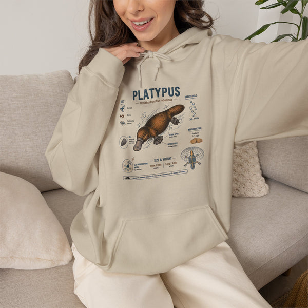 Platypus Anatomy Hoodie — Scientific Illustration Pullover for Nature Lovers