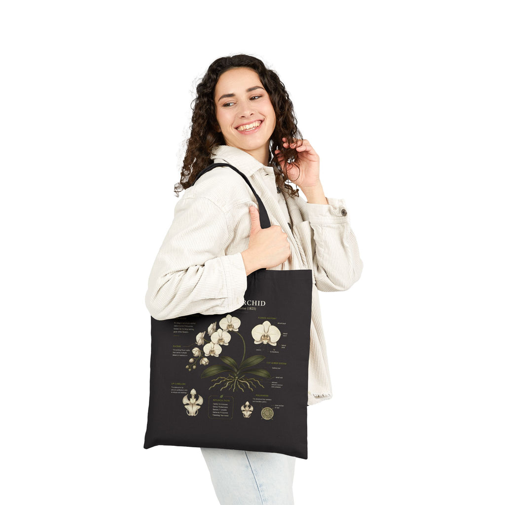 Moth Orchid Tote Bag — Botanical Diagram Canvas Shopper