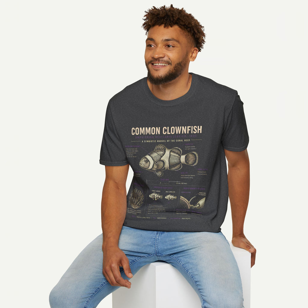 Common Clownfish Anatomy T-Shirt — Vintage Marine Biology Illustration Tee