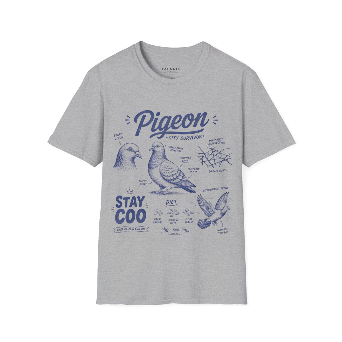 Pigeon Anatomy "City Survivor" T-Shirt — Vintage Bird Tee