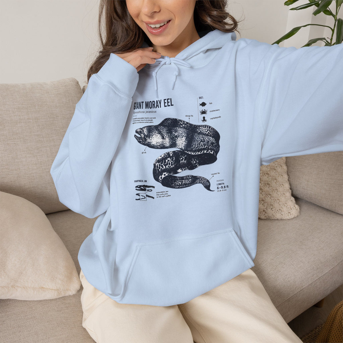 Sea Snake Diagram Hoodie - Vintage Scientific Illustration Sweatshirt