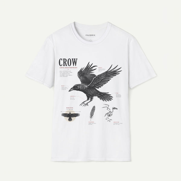 Crow Anatomy Graphic T-Shirt — Vintage Raven Illustration Tee