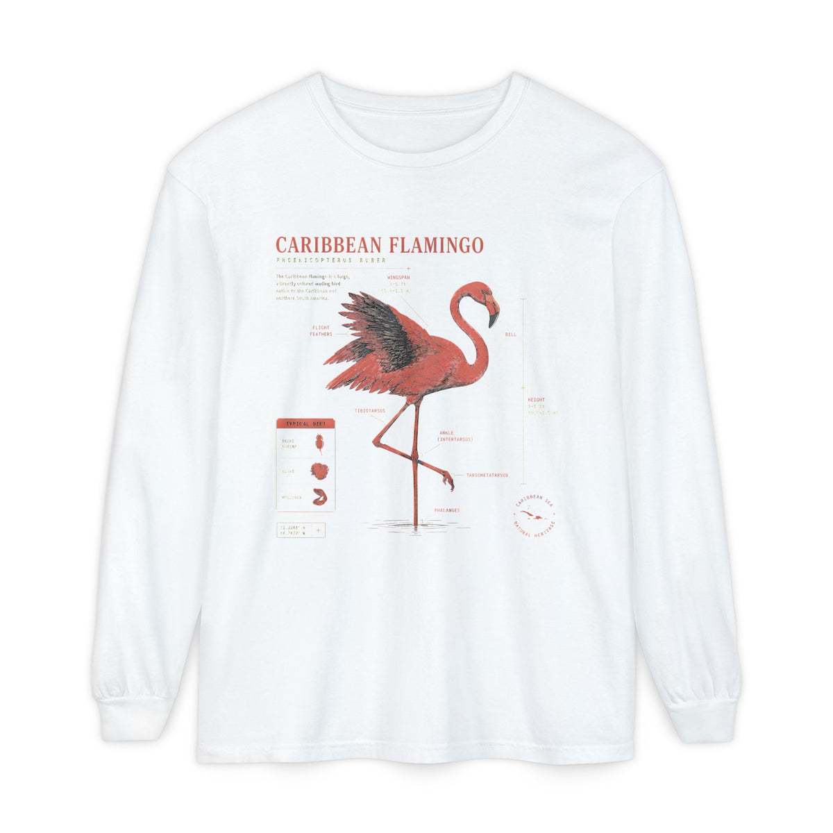 Caribbean Flamingo Anatomy Long Sleeve Tee