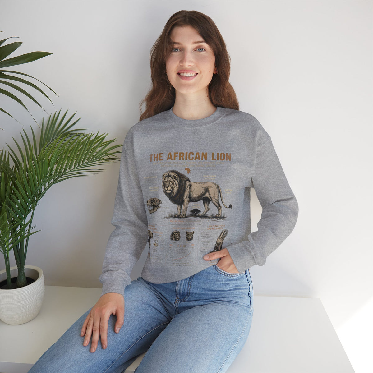 African Lion Anatomy Crewneck Sweatshirt