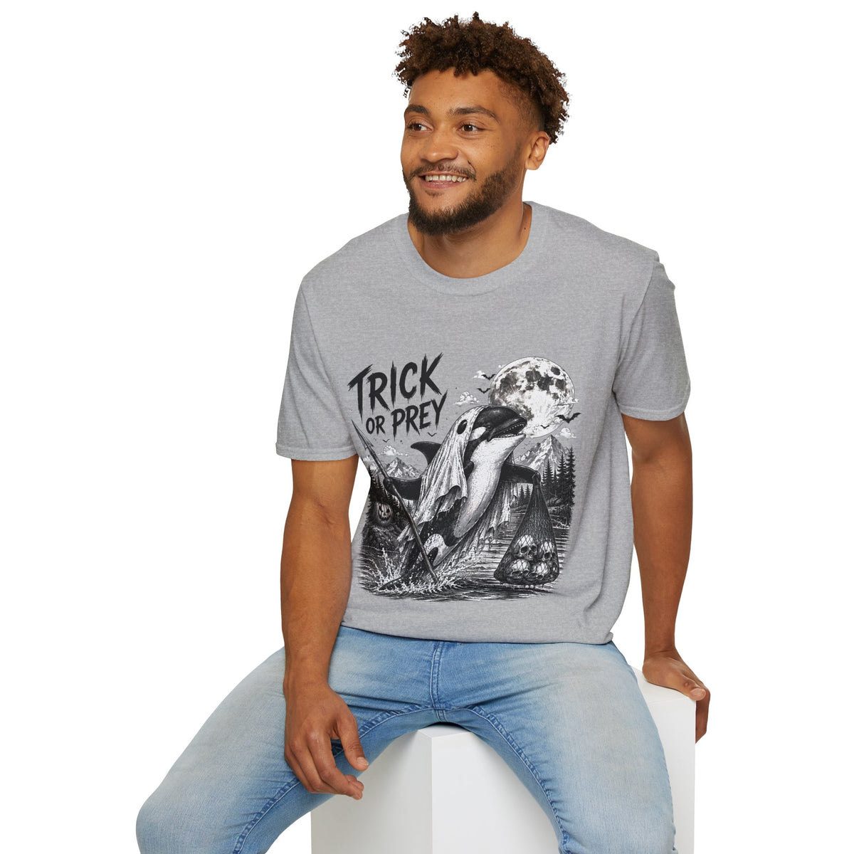 T-Shirt — Trick or Prey Halloween Orca Tee