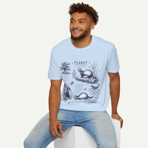 Ferret Vintage Anatomy T-Shirt — Botanical Wildlife Tee