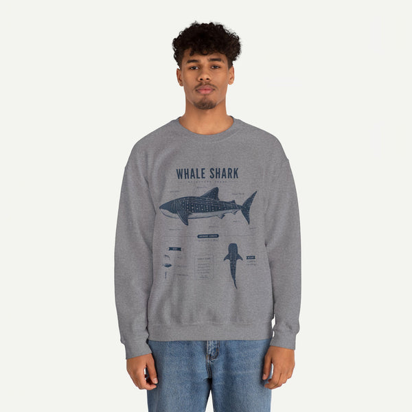 Whale Shark Anatomy Sweatshirt — Marine Life Illustration Crewneck