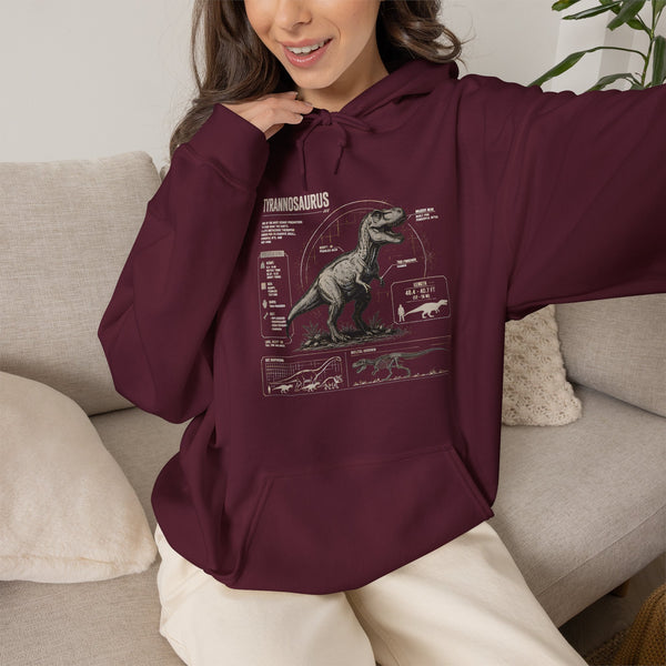 T‑Rex Anatomy Hoodie — Vintage Dinosaur Anatomy Sweatshirt