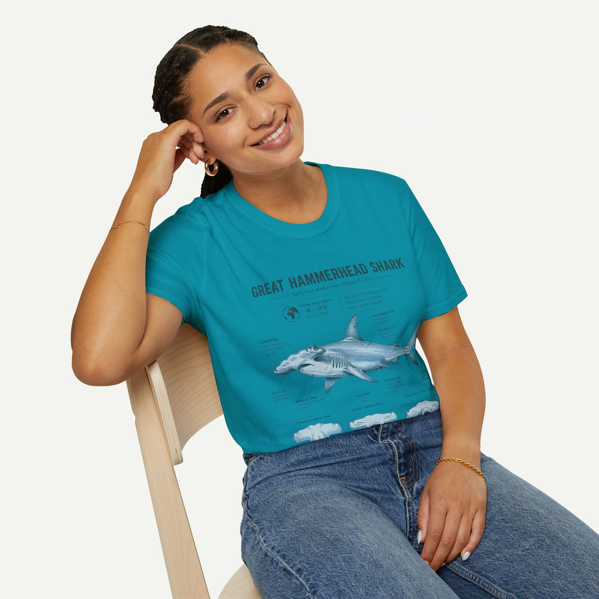 Hammerhead Shark Anatomy T-Shirt — Great Hammerhead Educational Tee